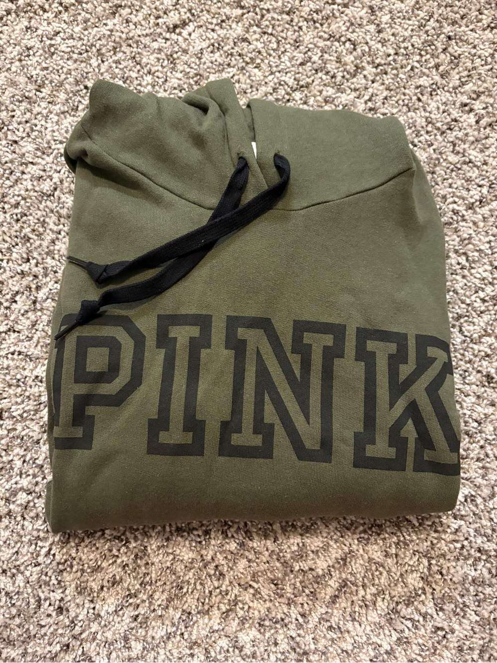 PINK Victoria's Secret Olive Green Men's Hoodie - Logo Pullover